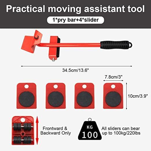 Furniture Lifter -Furniture Lifter Mover Tool Set Heavy Duty Furniture Shifting Lifting Moving Tool with Wheel Pads - NeworldStore