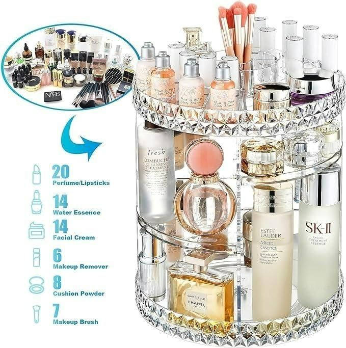 Makeup Organizer Adjustable 360 Rotation Box Case - NeworldStore
