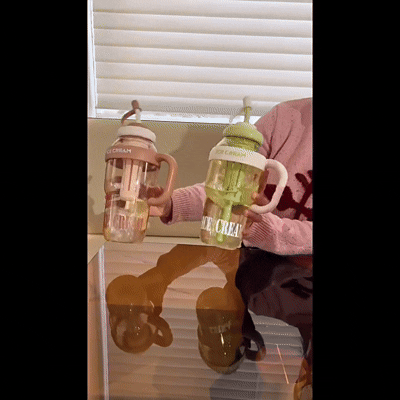 Water Bottle with Handle and Straw